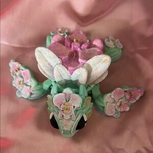 3D printed floral pink and green turtle 🐢
